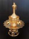 ชุดกรวดน้ำ ใหญ่ แกะลาย พร้อม พานโตกโบราณ เครื่องทองเหลือง