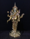 รูปหล่อพระพิฆเนศ ปางค์เหนือเมฆ เนื้อสัมฤทธิ์ ทำสีทองประดับ คริสตัล swarovski