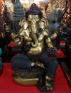 รูปหล่อพระพิฆเนศ ปางค์นั่งบัวประทานพร อุดมโภคทรัพย์ เรียกทรัพย์ ทำสีพิเศษ องค์ใหญ๋
