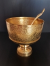 ขันพานรองตักบาตรทองเหลืองแกะลายพร้อมทัพพี สมัยอยุธยา ขนาด 5,6,7,8,9,10,12 นิ้ว เครื่องทองเหลือง