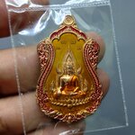 พระพุทธชินราช หลัง ท้าวเวสสุวรรณ รุ่นขุมทรัพย์มหาเทพ เนื้อทองแดงลงยา 2 หน้า พื้นเหลือง วัดสุทัศน์ๆ มูลนิธิมิราเคิ่ลออฟไลฟ์ๆ จัดสร้าง ปี2565