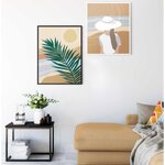 วอลเปเปอร์พิมพ์ลายภาพใส่กรอบ ศิลปะเเบบสมัยใหม่ ภาพวาดหาดทรายเเละบรรยากาศทะเล ติดมุมพักผ่อน ให้อารมณ์ที่เเสนสบาย