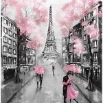 พิมพ์วอลเปเปอร์ภาพวาด แต่งมุมห้องทำงานให้ดูทันสมัย ทันเเฟชั่น ด้วยภาพถนนของกรุงปารีส หอไอเฟล คู่รักใต้ร่มสีชมพู