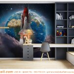 รับพิมพ์ ผ้าแคนวาส ตกเเต่งห้องทำงาน รูปติดผนังภาพปล่อยกระสวยอวกาศขึ้นไปสำรวจนอกโลก ดูน่าตื่นตาตื่นใจ ไม่ซ้ำใคร