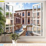 ผลิต wallpaper สำหรับงานตกแต่งผนังบ้าน ภาพสามมิติลายหน้าต่างขาววิวบ้านต่างประเทศ ทำให้บ้านดูกว้างขึ้น