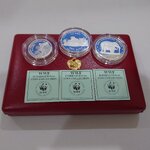 เหรียญเงินขัดเงา ครบชุด อนุรักษ์ธรรมชาติและสัตว์ป่า 100-200-200 บาท พร้อมกล่องหนัง ใบเซอร์ สภาพสวย