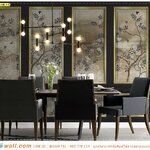 พิมพ์วอลเปเปอร์ คุณภาพส่งออก ภาพจิตรกรรมลายดอกไม้ ตกแต่งห้องอาหาร ทำให้ดูอบอุ่นเป็นกันเอง