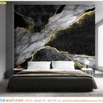 ผลิตภาพพิมพ์วอลเปเปอร์ ในไทย เพิ่มความเริ่ดหรู ตกแต่งห้องนอน เลือกใช้ลายหินอ่อนสีเทาดำริ้วทอง ราคาไม่แพง