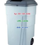 ถังขยะเทศบาล มีล้อเข็นขนาด 120 ลิตร รุ่นมีฝาเปิด สีเทา