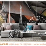 ภาพพิมพ์แคนวาสลายภาพวาดสถานที่ท่องเที่ยวในยุโรป ติดห้องนั่งเล่น พักผ่อนสบายๆ
