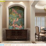 วอลเปเปอร์พิมพ์ลาย สำหรับงานตกแต่ง ลวดลายกินรีเล่นน้ำสวยๆ ที่เหมือนจ้างช่างมาวาดราคาแพง