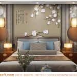 พิมพ์ภาพติดผนัง ขนาดใหญ่ ลายดอกไม้จีนสไตล์ดั้งเดิม สร้างบรรยากาศเเบบย้อนยุคให้ห้องนอนได้ไม่ยาก