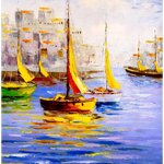 วอลเปเปอร์สั่งพิมพ์ภาพวาดขนาดใหญ่ วิวท่าเรือ ตกแต่งห้องสมุดสุดแนว