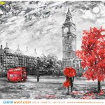 วอลเปเปอร์พิมพ์ลายภาพวาดหอนาฬิกาบิกเบน แต่งบ้านสร้างสรรค์บรรยากาศเสมือนจริงที่สุด