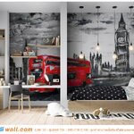 ภาพวาดแต่งบ้านติดห้องนอนเด็กผู้ชาย ลายหอนาฬิกาบิกเบน