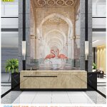 วอลเปเปอร์ภาพวิว ตามพื้นที่ ตกแต่งโซนล็อบบี้ ให้ดึงดูดสายตาลูกค้า ด้วยภาพลายฟลามิงโกคู่ ทันสมัยสวยไม่ซ้ำใคร