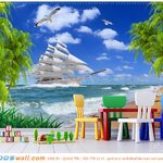 วอลเปเปอร์สั่งพิมพ์ตามแบบติดห้องนั่งเล่นเด็ก ตกแต่งผนังให้สวยมีเอกลักษณ์