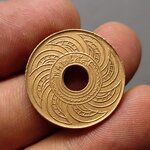 สตางค์รู เนื้อทองแดง 1 สตางค์ ปี พ.ศ.2458 ผ่านใช้น้อยมาก