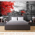 ผ้าแคนวาส ติดห้องนอน เเบบโมเดิร์น ด้วยภาพวาดกรุงลอนดอนติดผนัง คลาสสิคเเบบเรียบหรู ทำให้ดูน่าค้นหาเเละสงบขึ้น