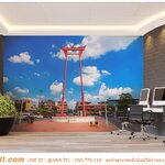 วอลเปเปอร์ติดผนังภาพวิว ตกแต่งมุมห้องทำงานใหม่ ด้วยภาพเสาชิงช้าสถานที่ท่องเที่ยวของประเทศไทย เพิ่มระดับยิ่งขึ้น