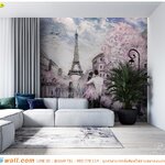 ปริ้นวอลเปเปอร์ สำหรับงานตกแต่งห้องรับเเขก ด้วยภาพวาดเมืองปารีสแห่งเเฟชั่นเเละความโรเเมนติก ให้ความรู้สึกคุ้มค่าเมื่อได้มอง