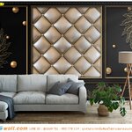 วอลเปเปอร์ติดผนังภาพวิว ติดผนังลายกรุผนังเบาะนุ่มสีอ่อนพื้นหลังสีดำเข้ม ตกแต่งห้องรับแขก เข้ากันอย่างลงตัว