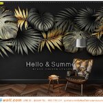 ปริ้นวอลเปเปอร์ สำหรับงานตกแต่ง มุมนั่งอ่านหนังสือ ด้วยภาพลายHello Summer พื้นดำ เท่ๆ