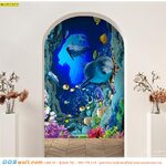 ผลิต wallpaper หมึกกันน้ำ ภาพสามมิติแนวตั้งลายโลมาใต้ท้องทะเลสวยๆ ตกแต่งฉากหลังผนังบ้าน ปลอดภัยจากสารตะกั่ว