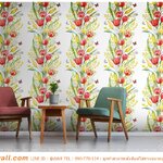 Print wallpaper ราคาไม่แพง ตกแต่งฉากหลังผนังบ้าน ลายดอกไม้กับผีเสื้อ ให้มีความรู้สึกสบายใจ