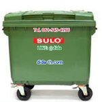 ถังขยะเทศบาล พร้อมล้อเข็น 660 ลิตรฝาเรียบ (มีหูยก)