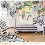 ตัวอย่างวอลเปเปอร์พิมพ์ลายดอกไม้เกรดพรีเมี่ยมสีพาสเทล ตกแต่งห้องนอนขนาดเล็ก ให้สวยไม่ซ้ำใคร