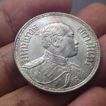 เหรียญบาทเงินพระบรมรูป-ตราไอราพต รัชกาลที่6 ปี 2460 สภาพสวย