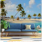 วอลเปเปอร์พิมพ์ลายวิวทะเล ตกแต่งห้องนั่งเล่น เพิ่มความสวยงามของห้องให้ดูดีมากขึ้น