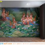 รับสั่งผลิต ภาพวิว ภาพศิลปะ ภาพวาดกินรีในป่าหิมพานต์ ศิลปะลายไทย ประดับสถานที่โดดเด่น