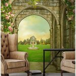 ร้านปรินส์ ผ้าแคนวาส ตกแต่งห้องนั่งเล่น ภาพลายซุ้มประตูดอกไม้ สไตล์เเบบคลาสสิค