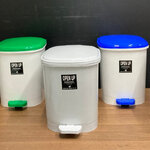 ถังขยะแยกประเภท เท้าเหยียบ ทรงเหลี่ยม ฝาสี 12 ลิตร