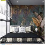 ปริ้น ภาพศิลปะ ผ้าCanvas ตกแต่งห้องนอน เปิดมู่ลี่รับแสงบริเวณหน้าต่าง สั่งพิมพ์ภาพใบตองใหญ่ เติมความสดชื่นในทุกวัน