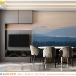 ผ้าแคนวาส ติดห้องอาหาร ด้วยภาพลายท้องฟ้ากว้างและภูเขาฤดูหนาว สร้างบรรยากาศในการรับประทานอาหารได้ดี