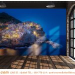 พิมพ์วอลเปเปอร์ 2-3 วัน ตกแต่งผนังบ้าน ด้วยภาพลายเมืองบนภูเขาติดทะเลสาบ คุณภาพดี