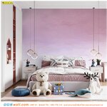 ภาพพิมพ์วอลเปเปอร์ คุณภาพส่งออก แต่งห้องนอนให้ออกมาดูน่ารัก ด้วยภาพวาดสีชมพูม่วง สวยงาม เรียบหรู