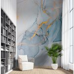 ปริ้นวอลเปเปอร์ ตกแต่งผนังห้องหนังสือ เลือกภาพติดฝาผนังลายหินอ่อนสไตล์ธรรมชาติ มาใช้เพิ่มความสวยงาม เรียบง่าย