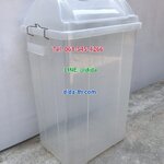ถังขยะทรงเหลี่ยม พลาสติกใส ฝาแกว่ง 50 ลิตร