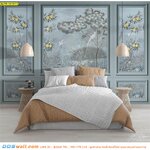 วอลเปเปอร์ภาพวิว จัดส่งทั่วโลก เพิ่มลวดลายสวยๆ บนหัวเตียงนอน ด้วยลายกรุผนังสวนป่าโทนสีฟ้า