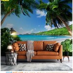 วอลเปเปอร์สั่งพิมพ์ภาพแคนวาสวิวทะเล ตกแต่งห้องรับแขก เพิ่มความสวยงาม