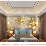 พิมพ์วอลเปเปอร์ แต่งผนังห้องนอน เพิ่มบรรยากาศความหรูหรา ด้วยภาพลายดอกไม้สีทอง