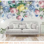 วอลเปเปอร์ภาพวิว ตกแต่งห้องนั่งเล่น ลายดอกไม้เกรดพรีเมี่ยมสีพาสเทล สวยงามลงตัว
