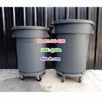 ถังขยะเอนกประะสงค์ กลม มีล้อ สีเทา 80 ลิตร