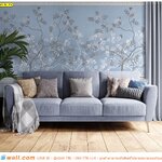 รับสั่งผลิต วอลเปเปอร์พิมพ์ลายดอกไม้พื้นสีฟ้าสไตล์หรูหรา คุณภาพดี ใช้ตกแต่งห้องรับแขก ให้สวยเด่น