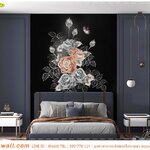 ร้านที่รับ ผลิต wallpaper ตกแต่งห้องนอน ภาพลายช่อดอกไม้สีส้มเทาและผีเสื้อ ความอบอุ่นที่มาพร้อมสไตล์โมเดิร์นวินเทจ ให้ความเรียบง่าย