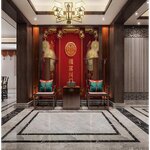 สั่งพิมพ์ ภาพแคนวาส ตกแต่งห้องนั่งเล่น ภาพอักษรจีนมงคลและดอกไม้สีทองพื้นหลังสีเเดง เรียบ หรูหรา สไตล์วินเทจ ย้อนยุค